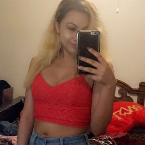 Peach/pink crop top from Hollister